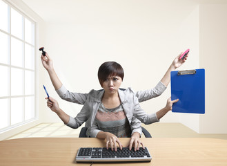 Employee Working very fast in home