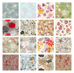 set of seamless floral background