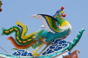 The Dragon status on roof of joss house