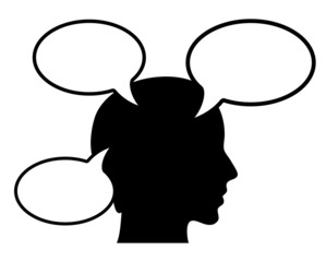 Vector thinking person with speech bubbles