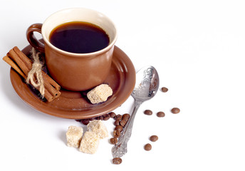 coffee cup and beans
