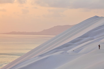 White sand dunes in Socotra Island on sunrise