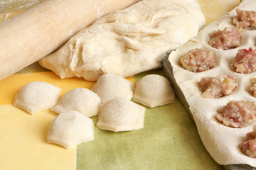 Making meat dumplings