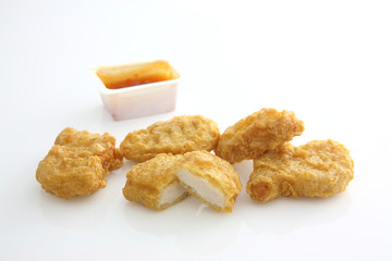 chicken nugget in white background