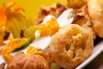 Closeup Of Choux On Gougère Cake