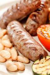 sausages with grilled vegetables