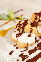 profiteroles with ice cream