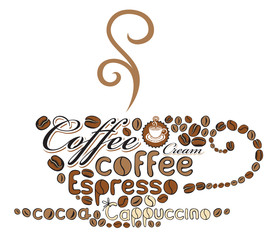 cup of coffee of the words