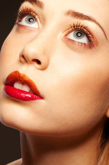 Obraz premium Heavenly blonde girl with parted lips