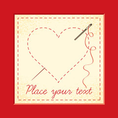 greeting card with embroidered hearts