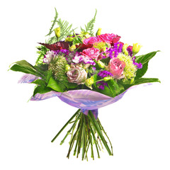 beautiful bouqet of tea roses and alstromeria