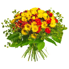 bouquet of gerberas, roses and strawberry