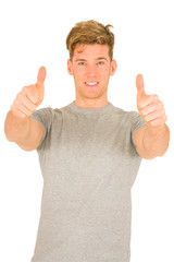Fototapeta premium Young man with thumbs up