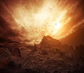 Keuken foto achterwand Hemel Dramatische hemel over rotsen.