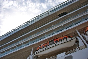 Lifeboat on cruise ship.