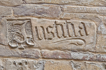 Inscription on wall.