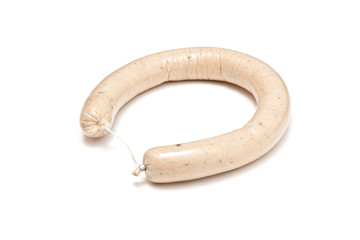 White pudding sausage isolated on a white studio background.