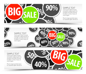 Set of vector big sale horizontal banners