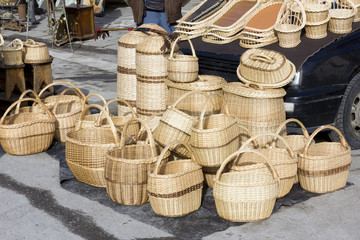 Wattled baskets sold on street