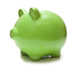 Piggy bank or money box isolated on a white studio background.