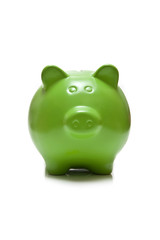 Green Piggy bank or money box .