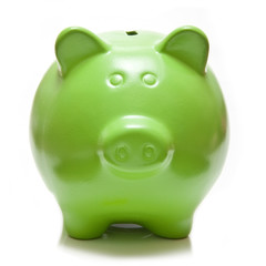 Green piggy bank or money box