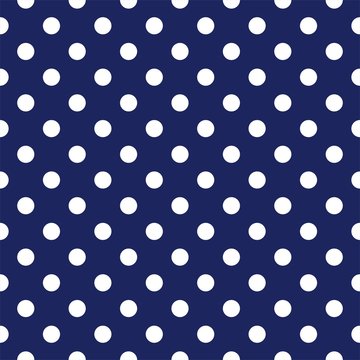 Vector seamless pattern with polka dots on navy background