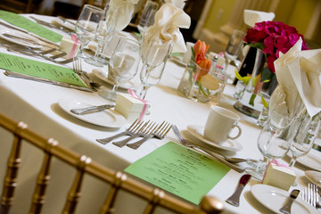 wedding table with green menu