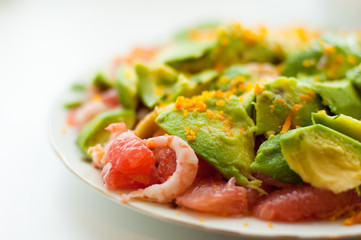 salad with avocado and shrimps
