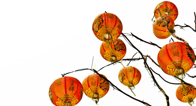 Chinese lantern on a white background