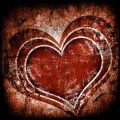 grunge art background with hearts