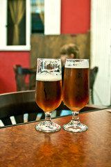 two glasses of beer