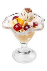 Ice cream in bowl with fruits