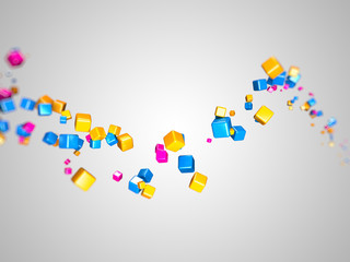 3d rendered illustration of some floating colorful cubes