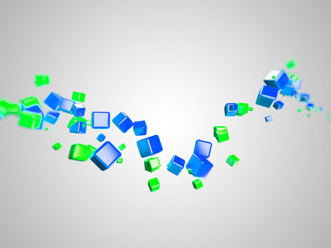 3d rendered illustration of some floating colorful cubes