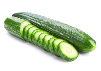 Fresh cucumbers isolated on white