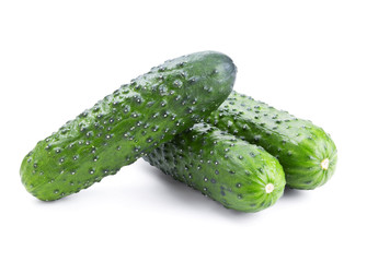 Fresh cucumbers isolated on white