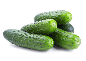 Fresh cucumbers isolated on white