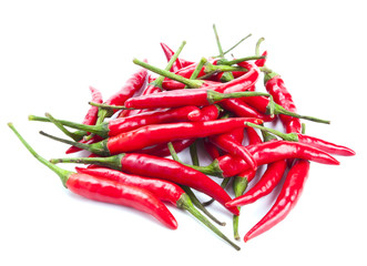 Red chili peppers isolated on white
