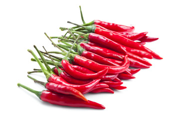 Red chili peppers isolated on white