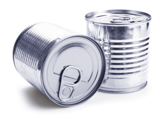 Tin cans isolated on white