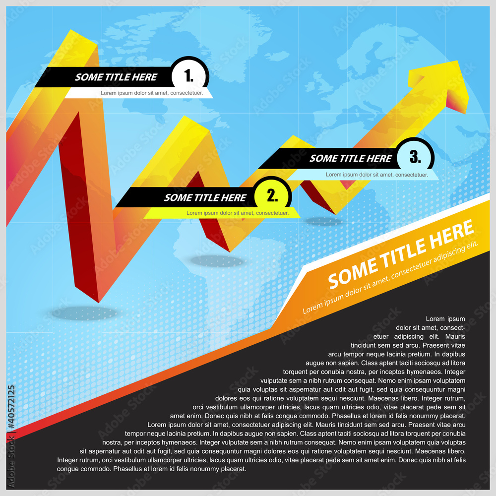 Poster abstract vector background with business arrow and continents