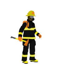 Firefighter with axe