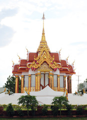 Fototapeta premium A mondop is a square, open-sided pavilion with a multi-tiered py