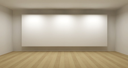 Empty room with white frame, art gallery concept, 3d illustratio