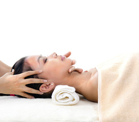 Obraz na płótnie Canvas Spa beauty skin treatment woman on white towel