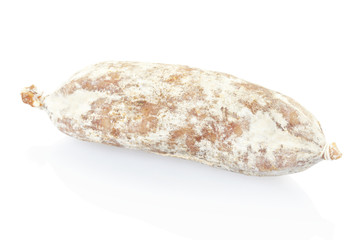 Salami on white, clipping path included