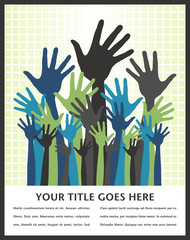 Large group of happy hands design with copy space.