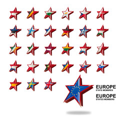 Obraz premium Drapeaux de toute l'Europe en forme d'étoile