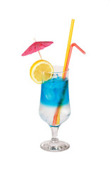 Blue cocktail isolated on white